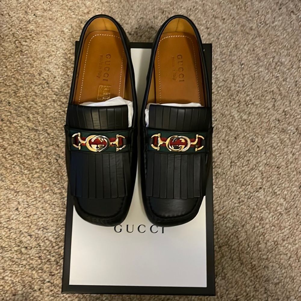 Black calfskin leather driving moccasins